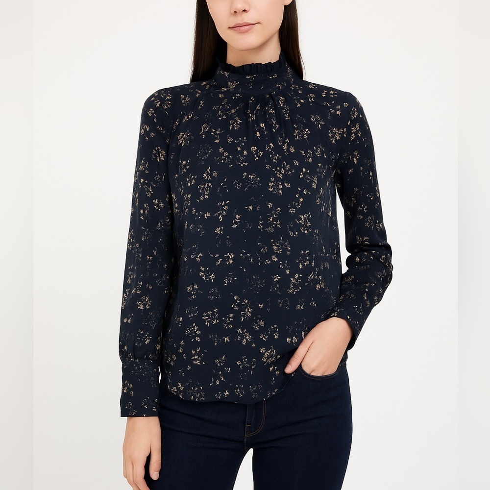 Go by Go Silk beautiful 100% silk Victorian floral blouse NEW